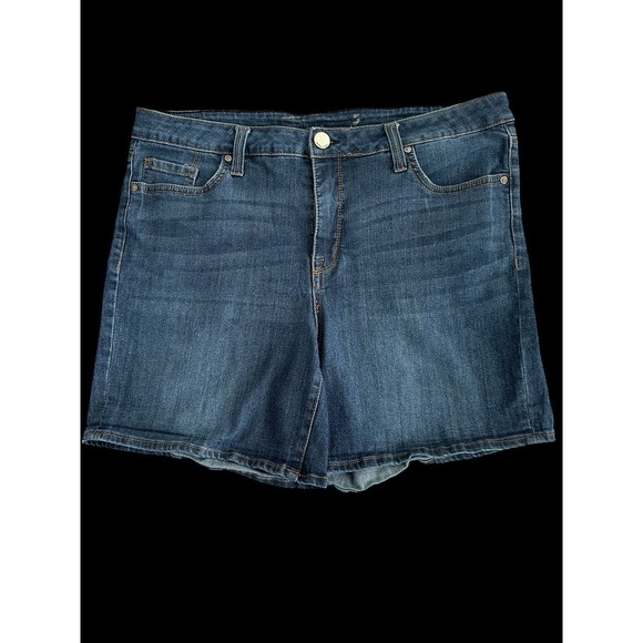 Seven7 Jean Shorts Size 14 Womens Weekend Short Mid Rise Blue Denim Stretch L - Picture 2 of 10